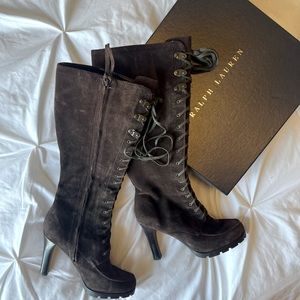 Ralph Lauren brown suede knee high boots